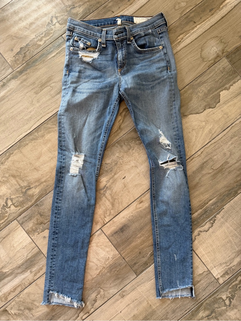 Rag and Bone Women’s Distressed Skinny Jeans - Blue